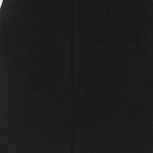 H&M Womens Black Polyester Straight & Pencil Skirt Size 10 Zip - Button Detail