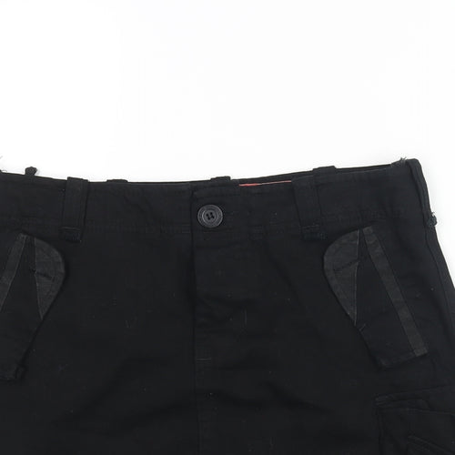 Superdry Womens Black Cotton Mini Skirt Size S Zip - Pockets Logo
