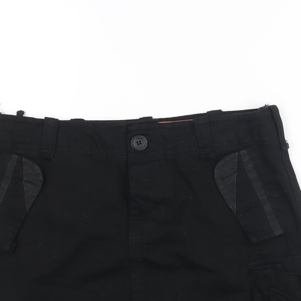 Superdry Womens Black Cotton Mini Skirt Size S Zip - Pockets Logo