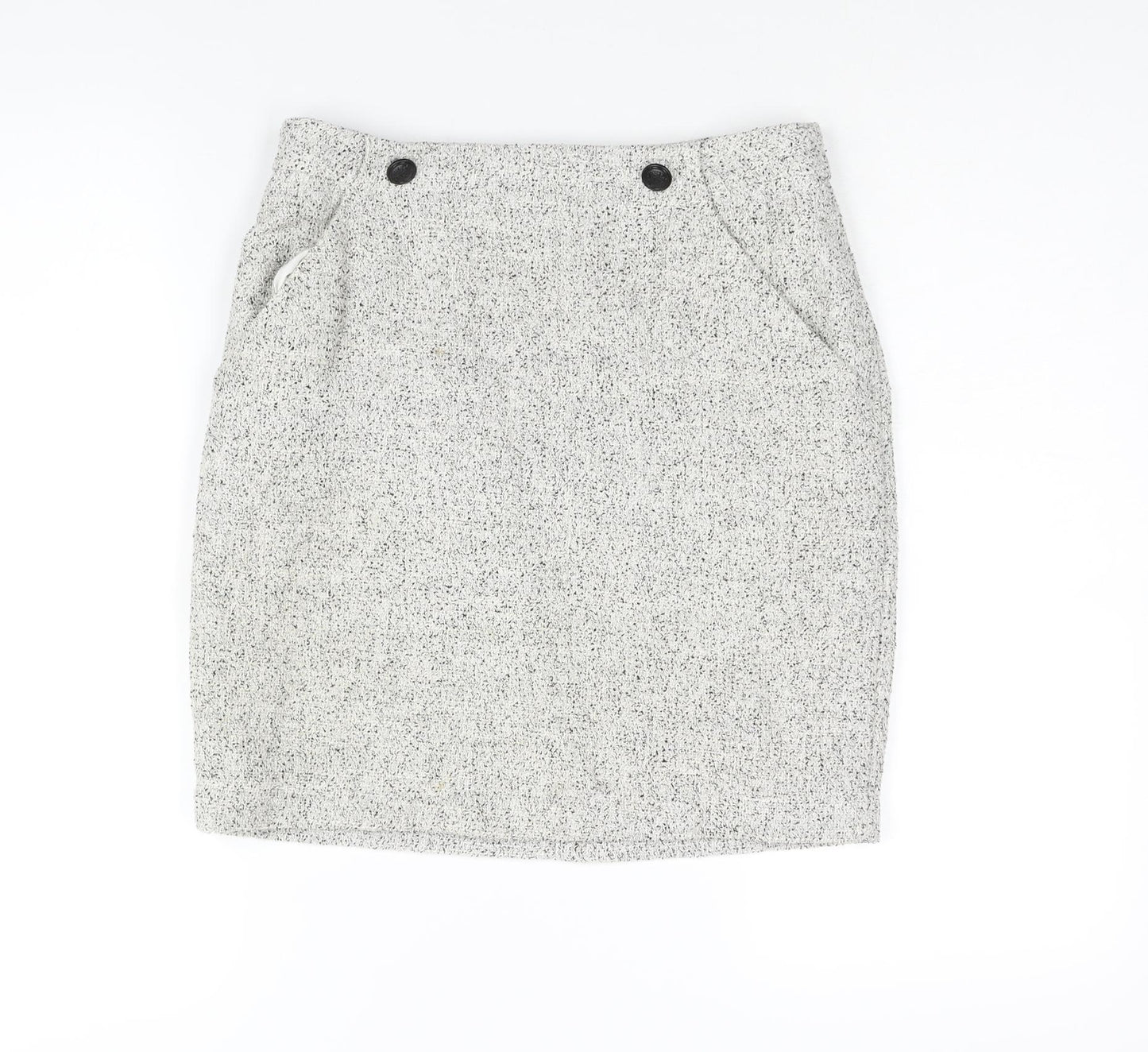 H&M Womens White Cotton Straight & Pencil Skirt Size 10 Zip
