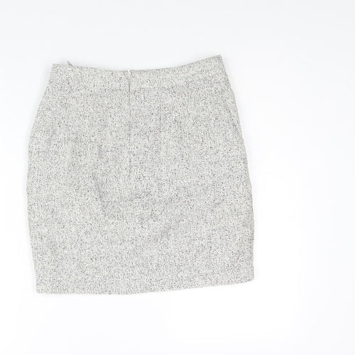 H&M Womens White Cotton Straight & Pencil Skirt Size 10 Zip