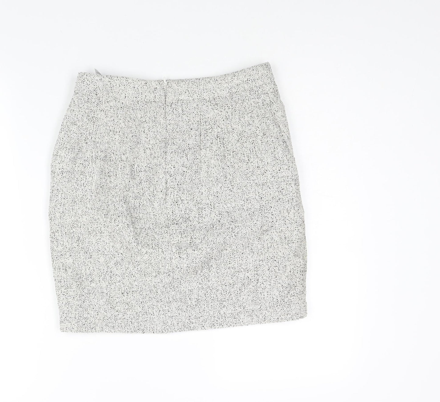 H&M Womens White Cotton Straight & Pencil Skirt Size 10 Zip