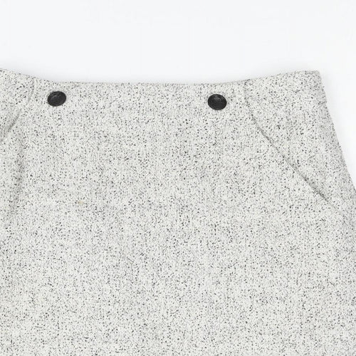 H&M Womens White Cotton Straight & Pencil Skirt Size 10 Zip