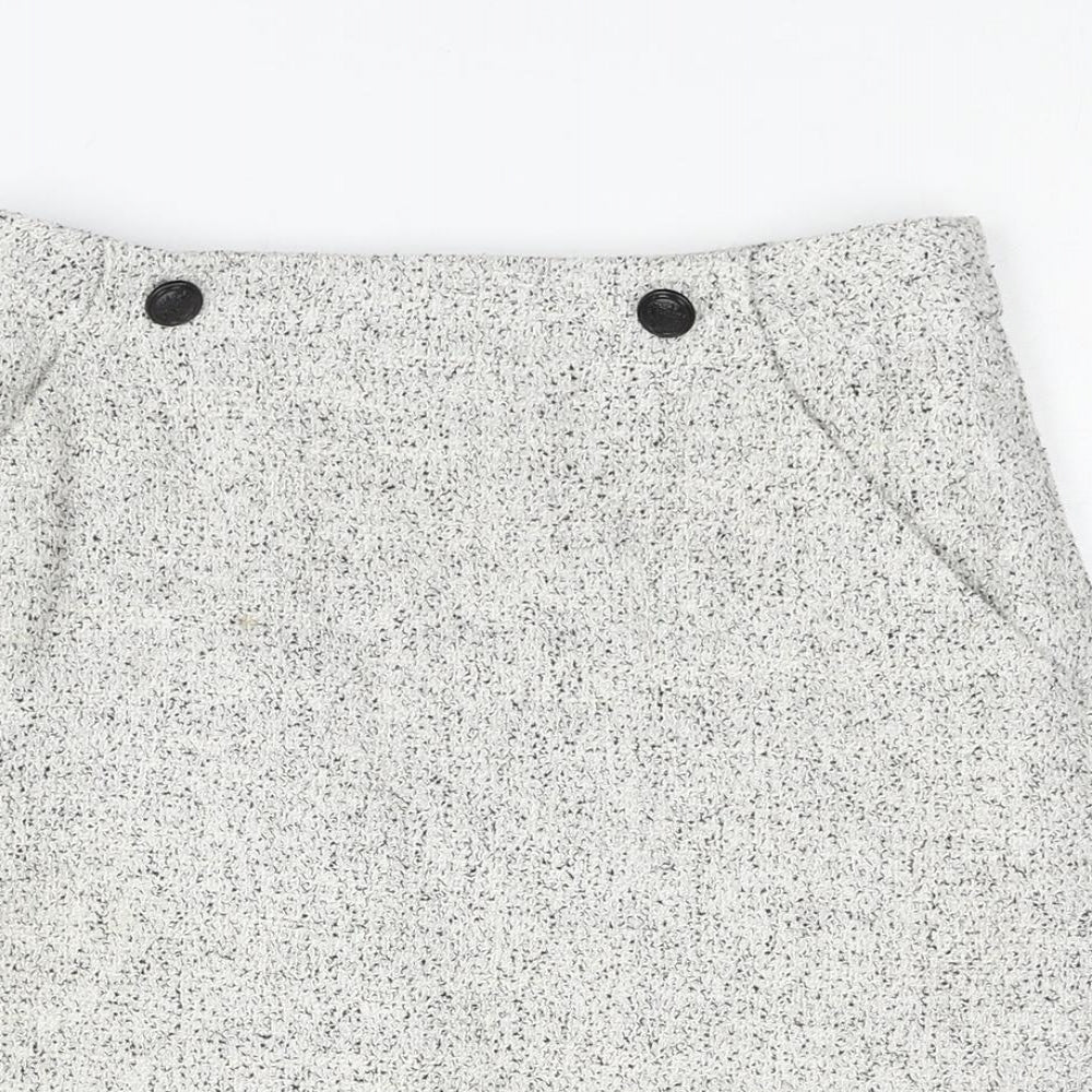 H&M Womens White Cotton Straight & Pencil Skirt Size 10 Zip