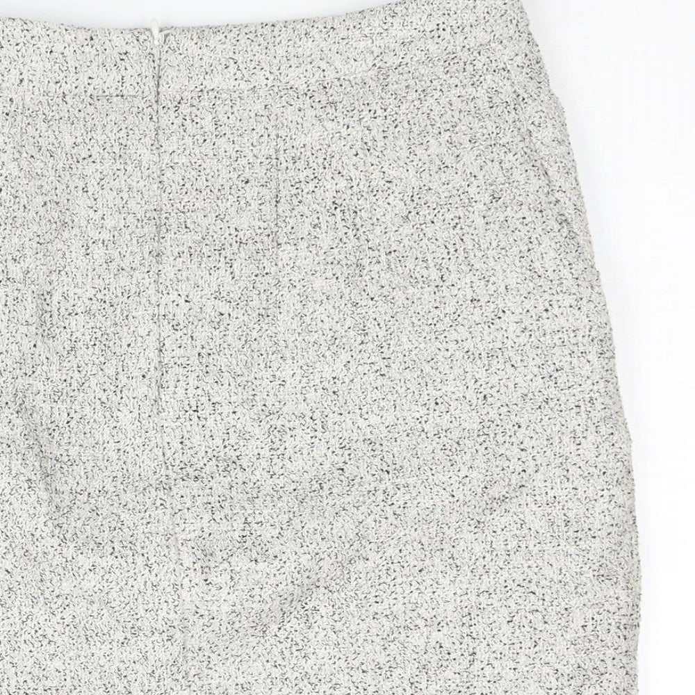 H&M Womens White Cotton Straight & Pencil Skirt Size 10 Zip