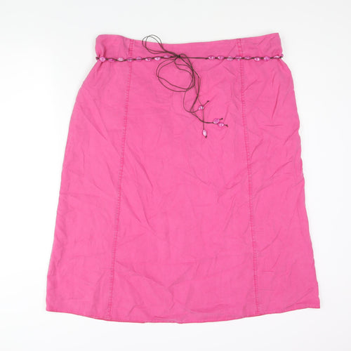 Ann Harvey Womens Pink Lyocell Straight & Pencil Skirt Size 20 Zip - Beaded Belt