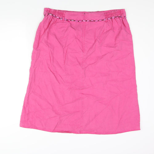 Ann Harvey Womens Pink Lyocell Straight & Pencil Skirt Size 20 Zip - Beaded Belt