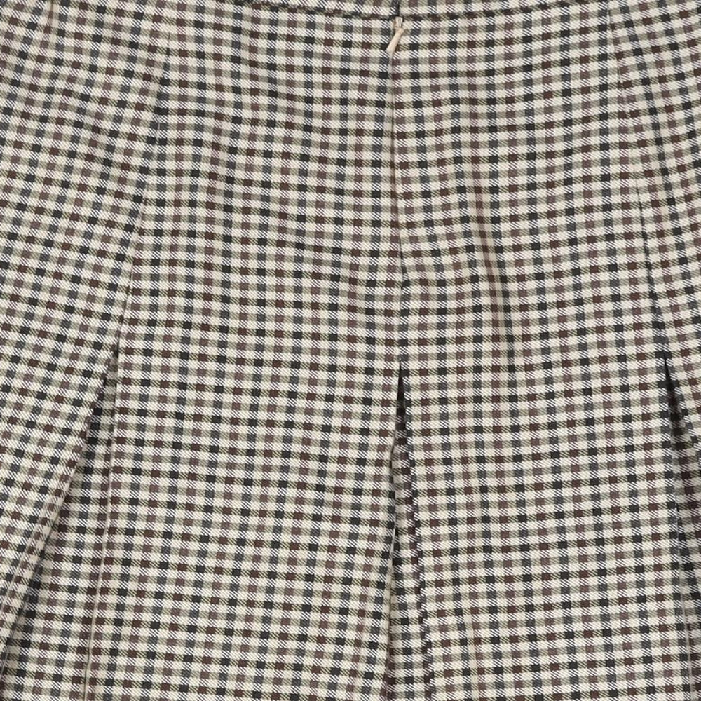 Damart Womens Beige Check Polyester Pleated Skirt Size 34 in Zip