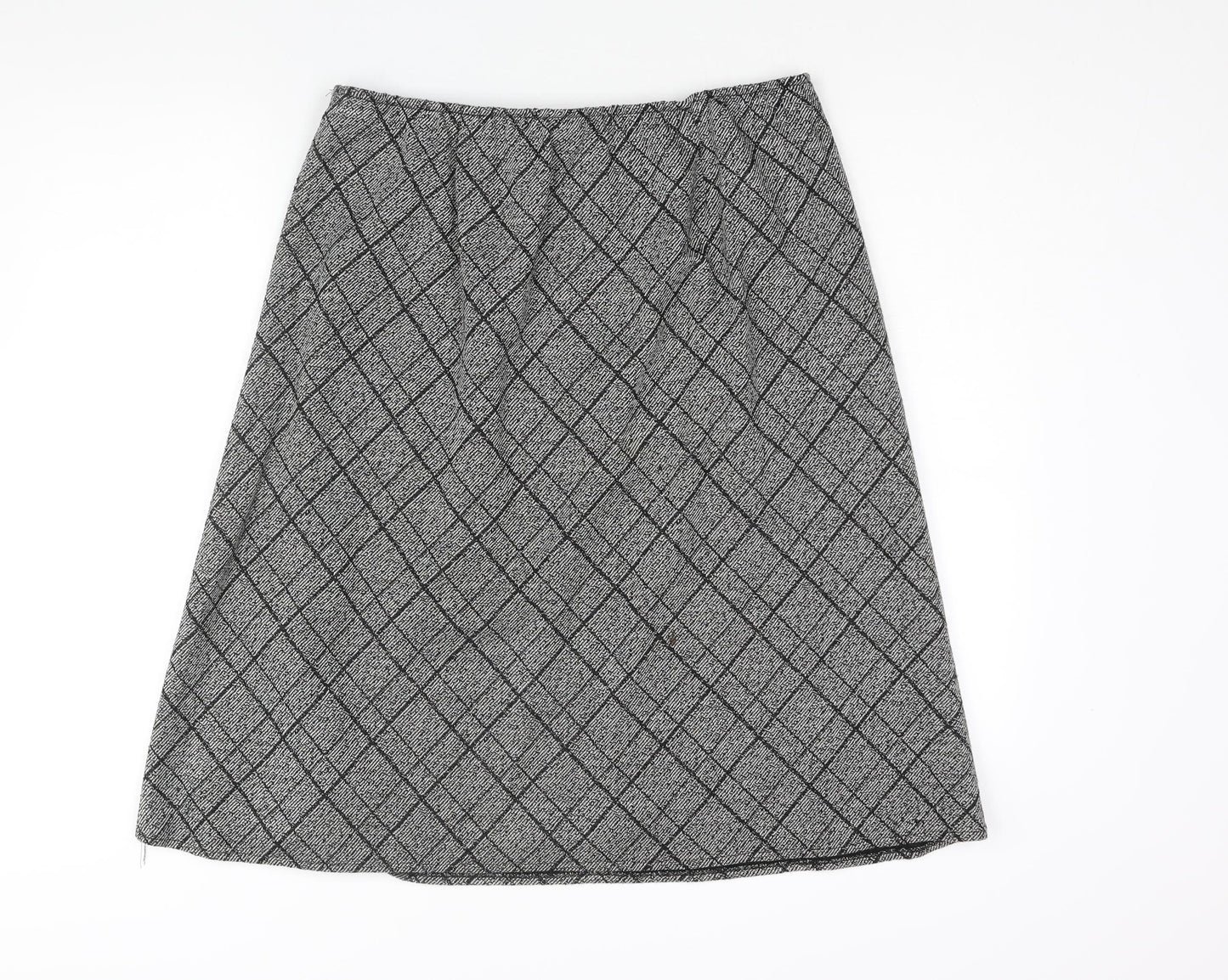 Andre De Brett Womens Black Check Acrylic A-Line Skirt Size 20