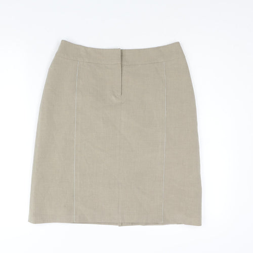 Per Una Womens Beige Polyester Straight & Pencil Skirt Size 12 Zip