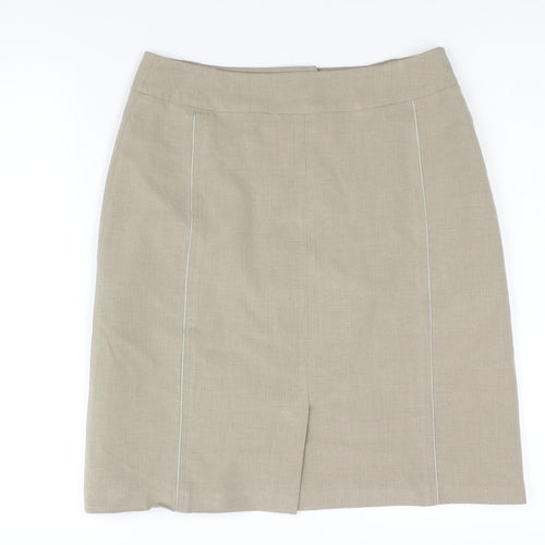 Per Una Womens Beige Polyester Straight & Pencil Skirt Size 12 Zip