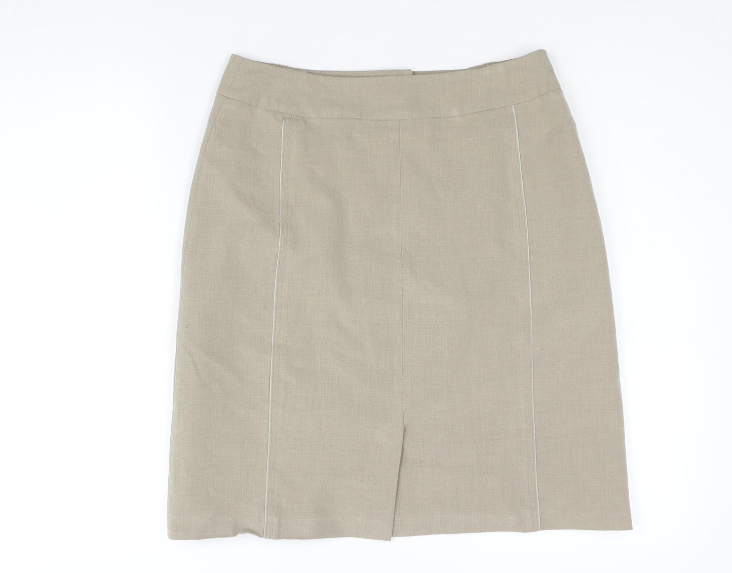 Per Una Womens Beige Polyester Straight & Pencil Skirt Size 12 Zip