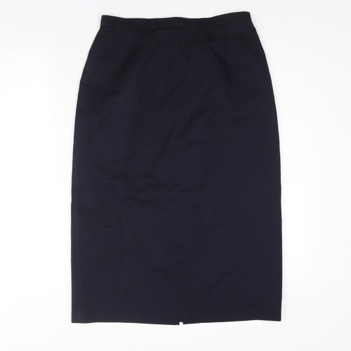 St Michael Womens Blue Polyester Straight & Pencil Skirt Size 14 Zip
