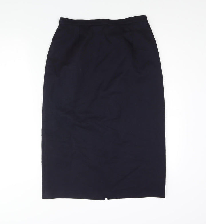St Michael Womens Blue Polyester Straight & Pencil Skirt Size 14 Zip