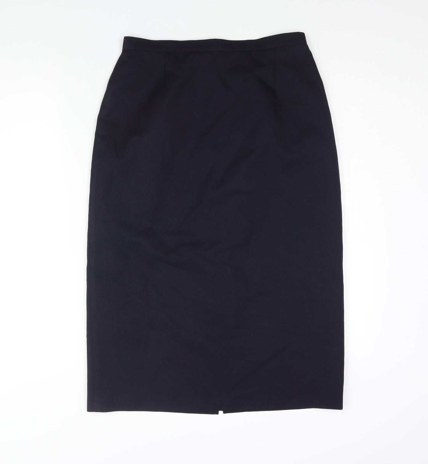 St Michael Womens Blue Polyester Straight & Pencil Skirt Size 14 Zip