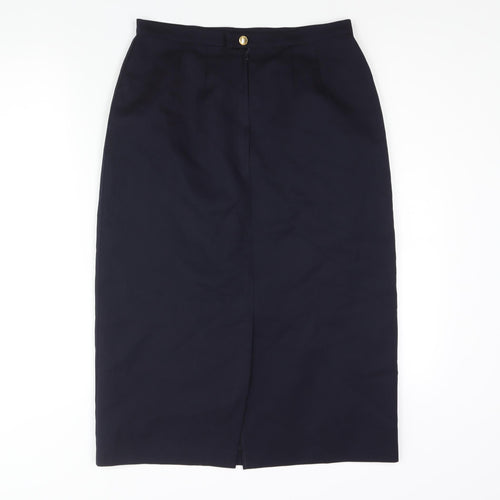 St Michael Womens Blue Polyester Straight & Pencil Skirt Size 14 Zip