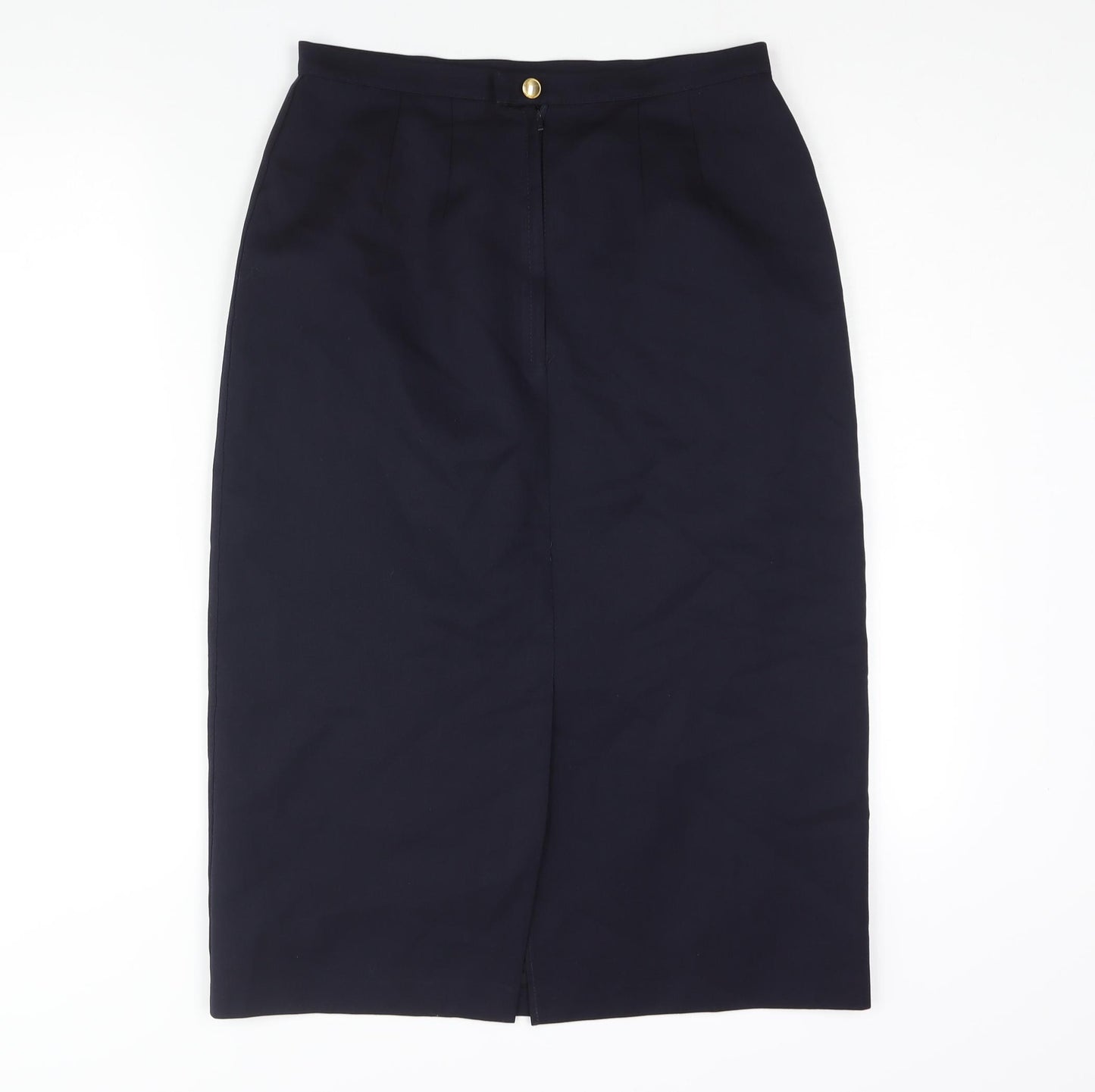 St Michael Womens Blue Polyester Straight & Pencil Skirt Size 14 Zip