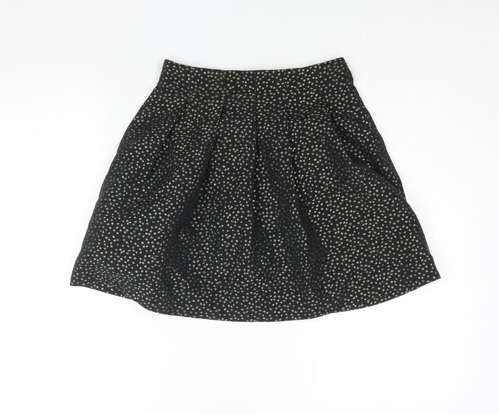 Pimkie Womens Black Polka Dot Polyester A-Line Skirt Size 6 Zip