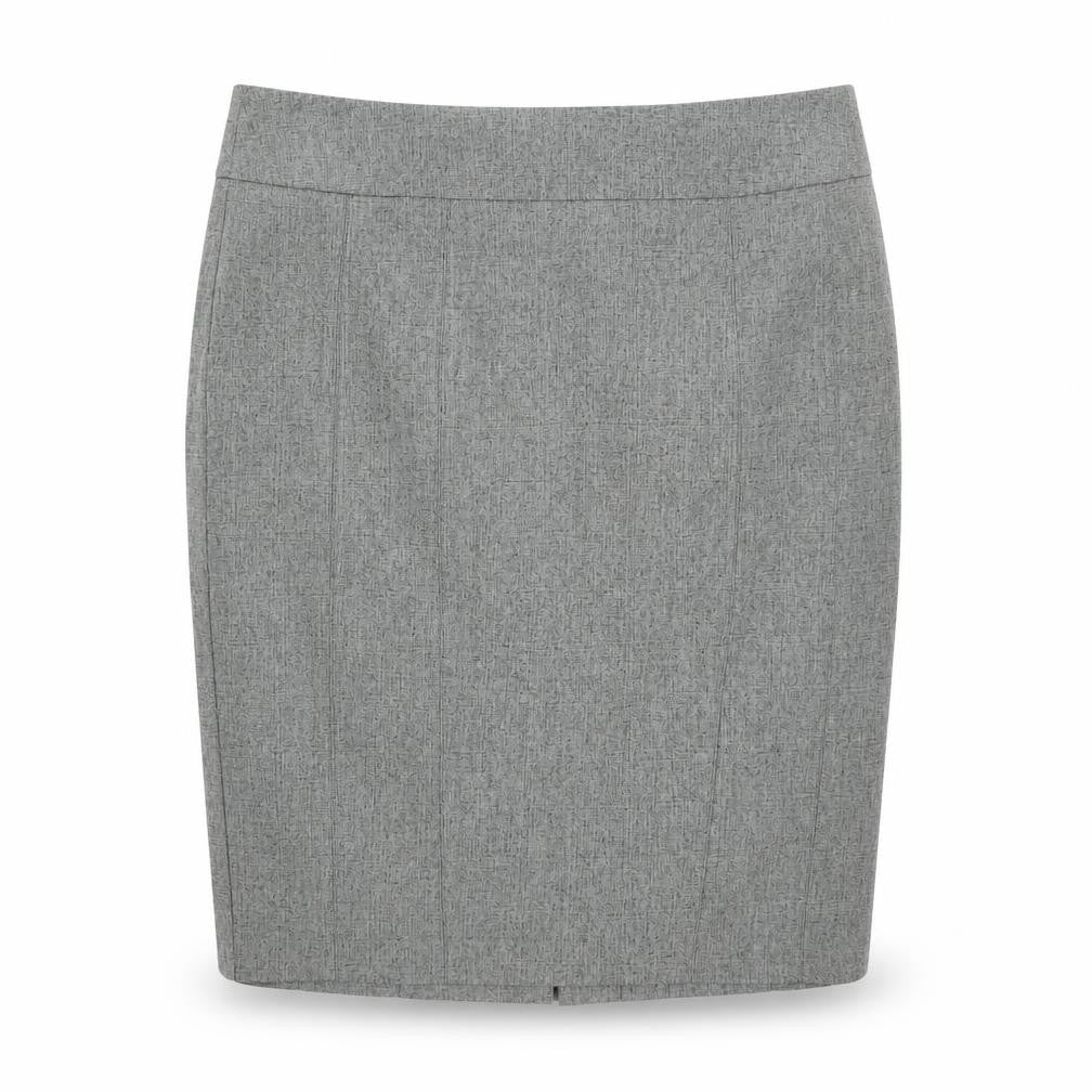 Front view of Next women’s grey polyester straight & pencil skirt, size UK 14, zip
