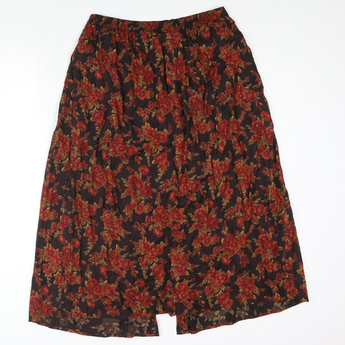 St Michael Womens Multicoloured Floral Viscose A-Line Skirt Size 10 - Button Detail