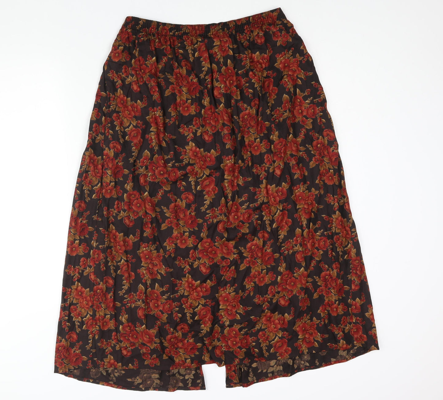 St Michael Womens Multicoloured Floral Viscose A-Line Skirt Size 10 - Button Detail