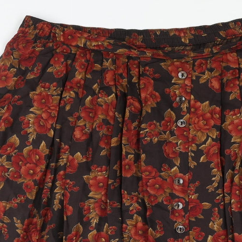 St Michael Womens Multicoloured Floral Viscose A-Line Skirt Size 10 - Button Detail