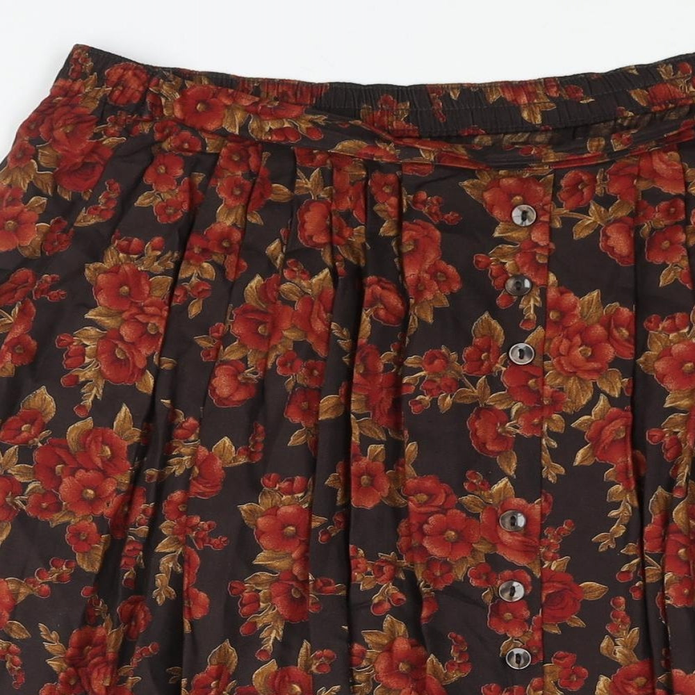 St Michael Womens Multicoloured Floral Viscose A-Line Skirt Size 10 - Button Detail