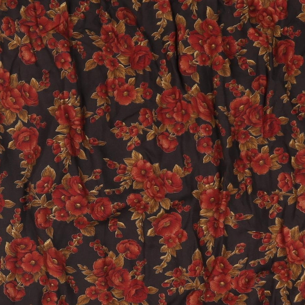 St Michael Womens Multicoloured Floral Viscose A-Line Skirt Size 10 - Button Detail