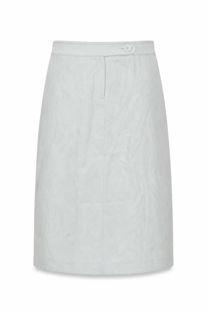 Front view of Next women’s blue polyester a-line skirt, size UK 10, zip