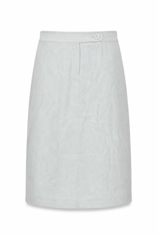 Front view of Next women’s blue polyester a-line skirt, size UK 10, zip
