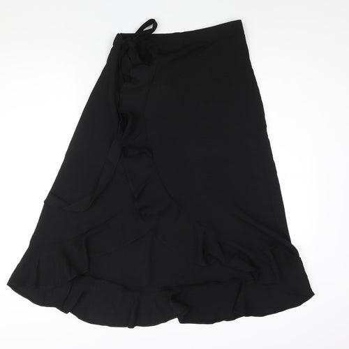 Rae Womens Black Polyester Wrap Skirt Size 8 Tie - Frill