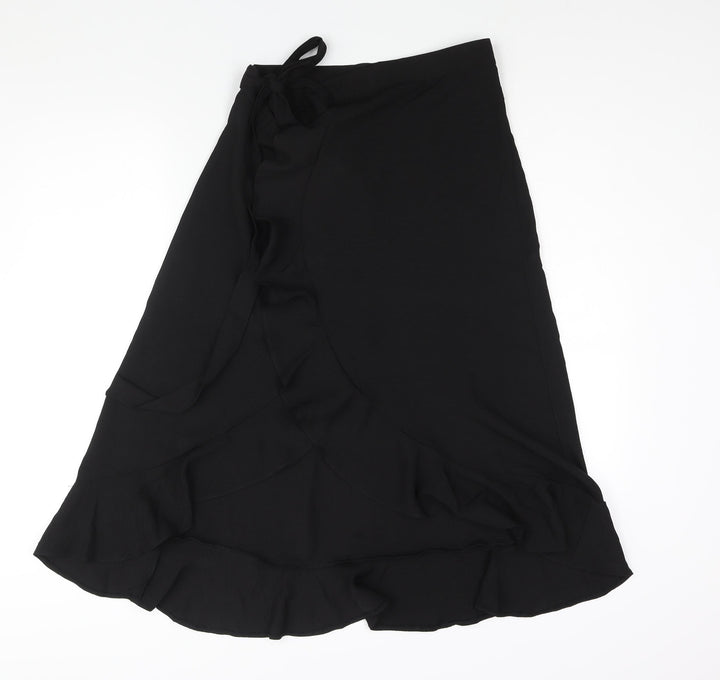 Rae Womens Black Polyester Wrap Skirt Size 8 Tie - Frill