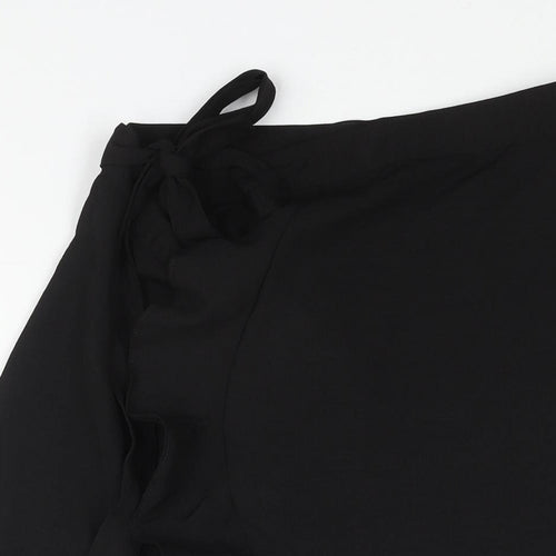Rae Womens Black Polyester Wrap Skirt Size 8 Tie - Frill