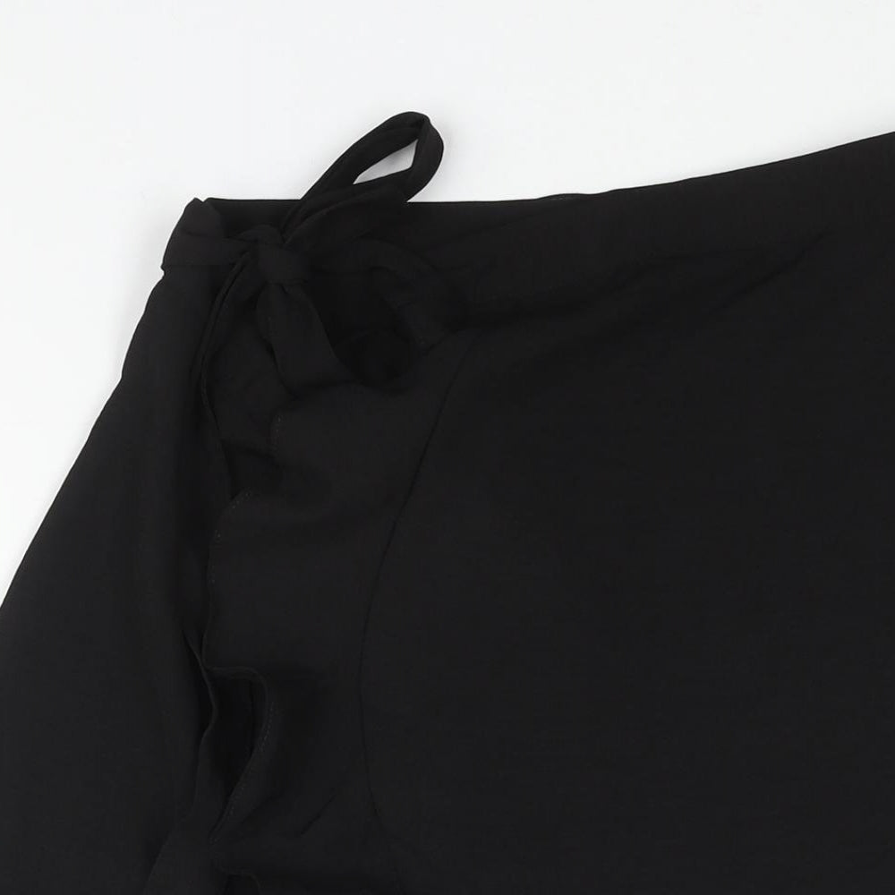 Rae Womens Black Polyester Wrap Skirt Size 8 Tie - Frill