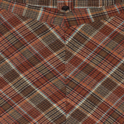 H&M Womens Brown Check Acrylic A-Line Skirt Size 8 Zip
