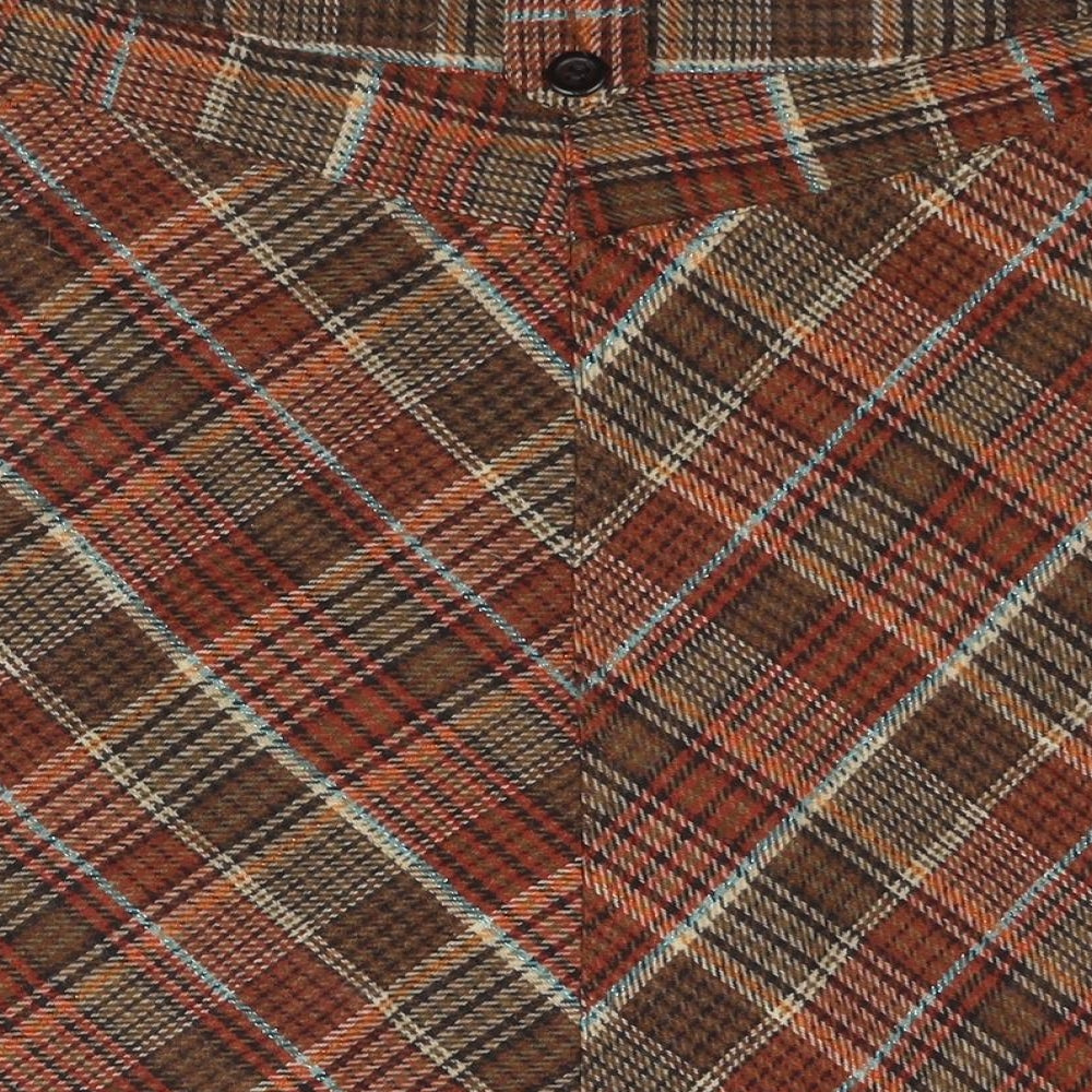 H&M Womens Brown Check Acrylic A-Line Skirt Size 8 Zip