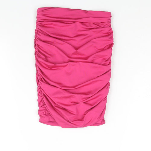 Oh Polly Womens Pink Polyester Bandage Skirt Size 6 - Rouched
