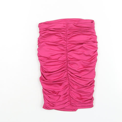 Oh Polly Womens Pink Polyester Bandage Skirt Size 6 - Rouched