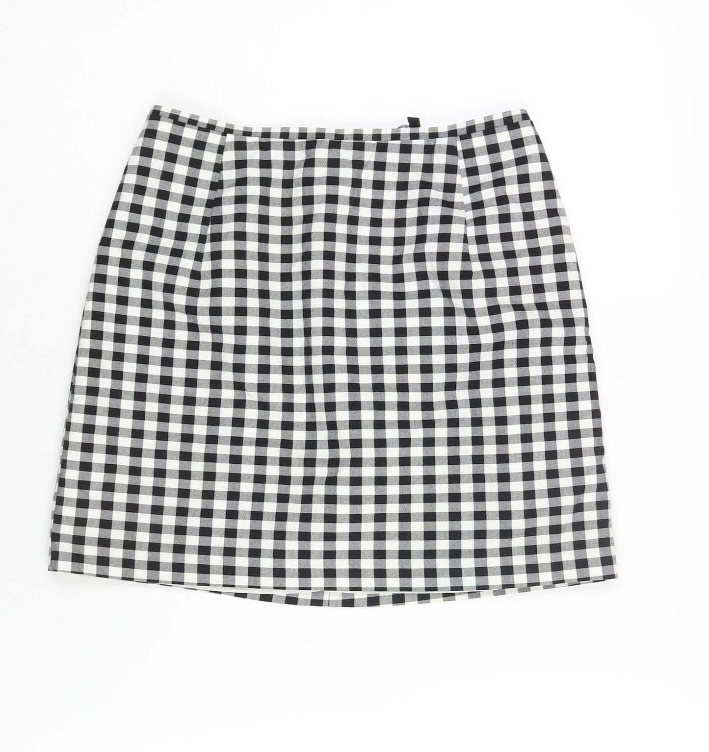 New Look Womens Black Check Polyester Mini Skirt Size 8 Zip