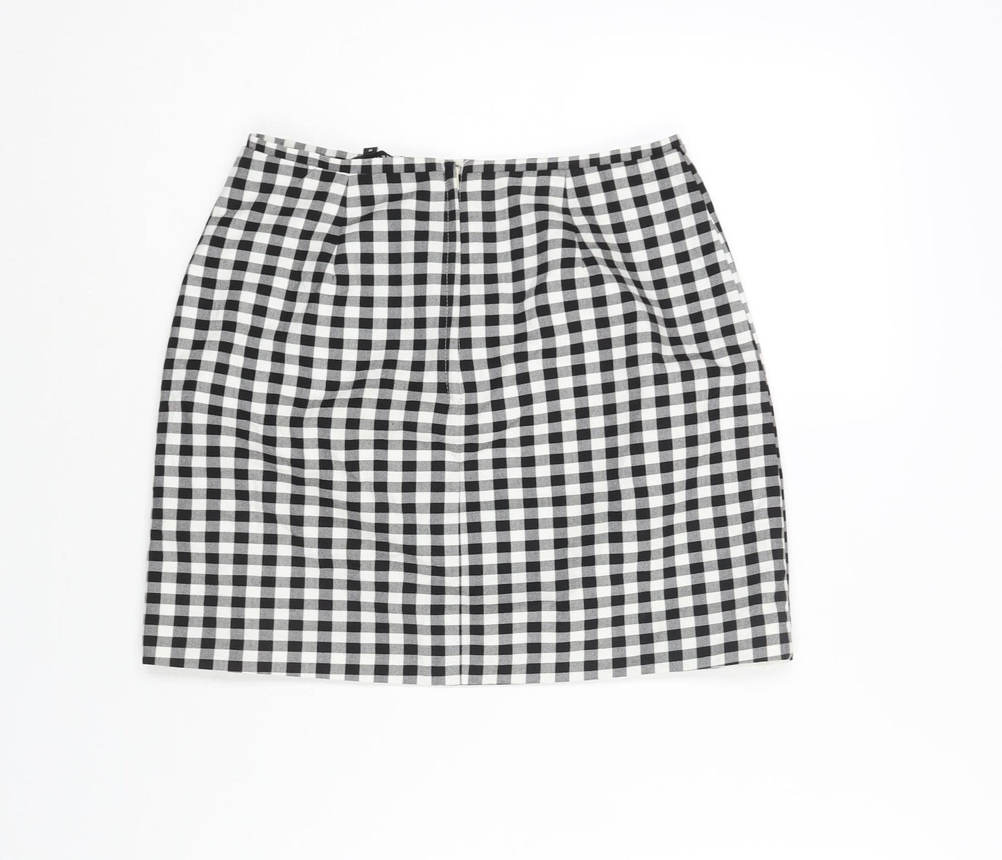 New Look Womens Black Check Polyester Mini Skirt Size 8 Zip