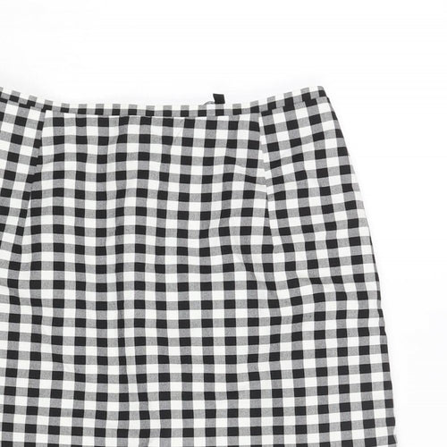 New Look Womens Black Check Polyester Mini Skirt Size 8 Zip