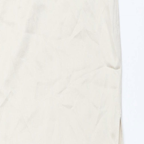Bershka Womens Ivory Polyester Maxi Skirt Size S Zip - Side Slit