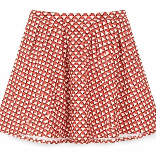 Mademoiselle R Womens Red Geometric Cotton Flare Skirt Size 16 Zip