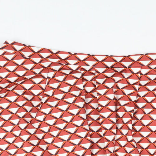 Mademoiselle R Womens Red Geometric Cotton Flare Skirt Size 16 Zip