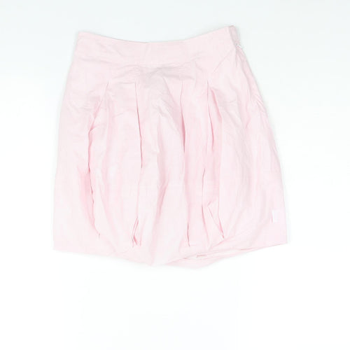 Lottum Womens Pink Striped Polyester Mini Skirt Size 8 Zip