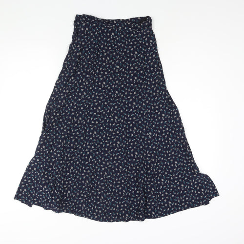 Precis Womens Blue Geometric Viscose A-Line Skirt Size 8 Zip