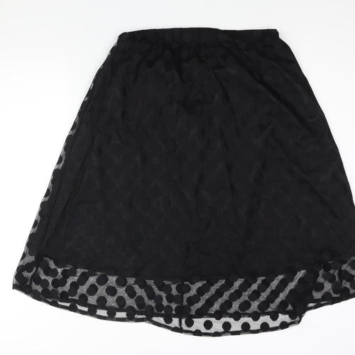 Numph Womens Black Polka Dot Polyamide A-Line Skirt Size 14