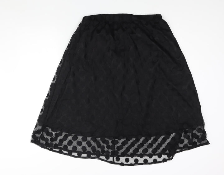Numph Womens Black Polka Dot Polyamide A-Line Skirt Size 14