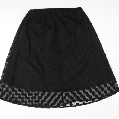 Numph Womens Black Polka Dot Polyamide A-Line Skirt Size 14