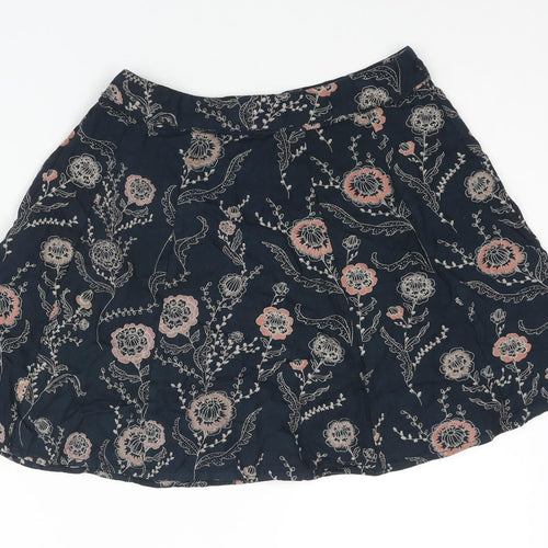 Fat Face Womens Blue Floral Viscose Mini Skirt Size 8 Zip